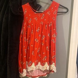 Red Floral Tank Top